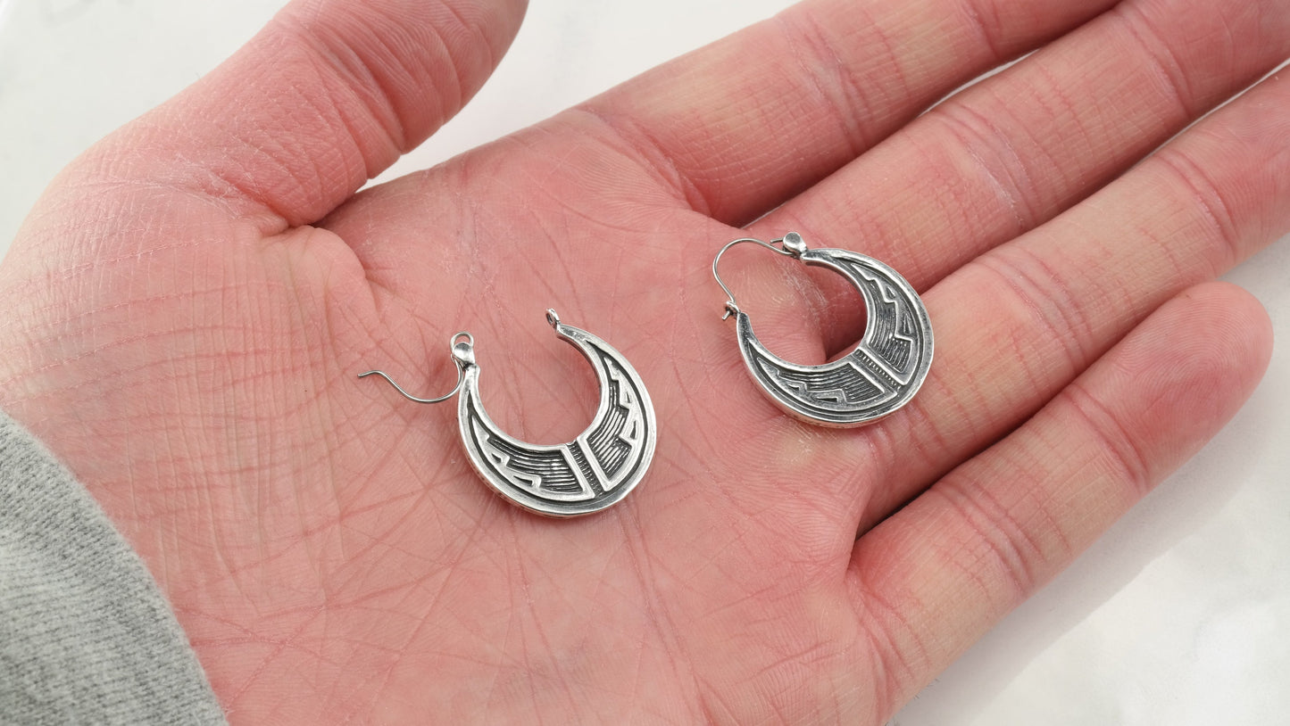 Modernist Sterling Silver Hoop Earrings