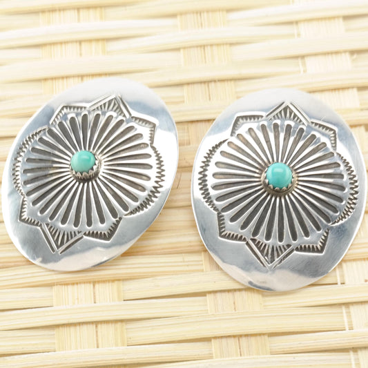 Vintage Signed, Native American Sterling Silver Pierced Earrings