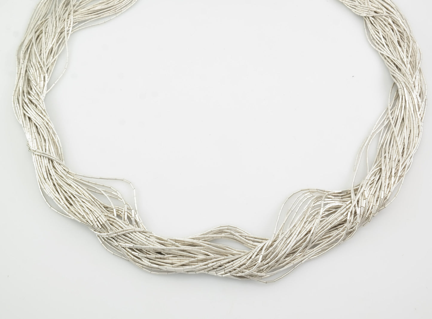 Vintage Native American Sterling Silver Huge Liquid Silver, 50 strand 34" Necklace