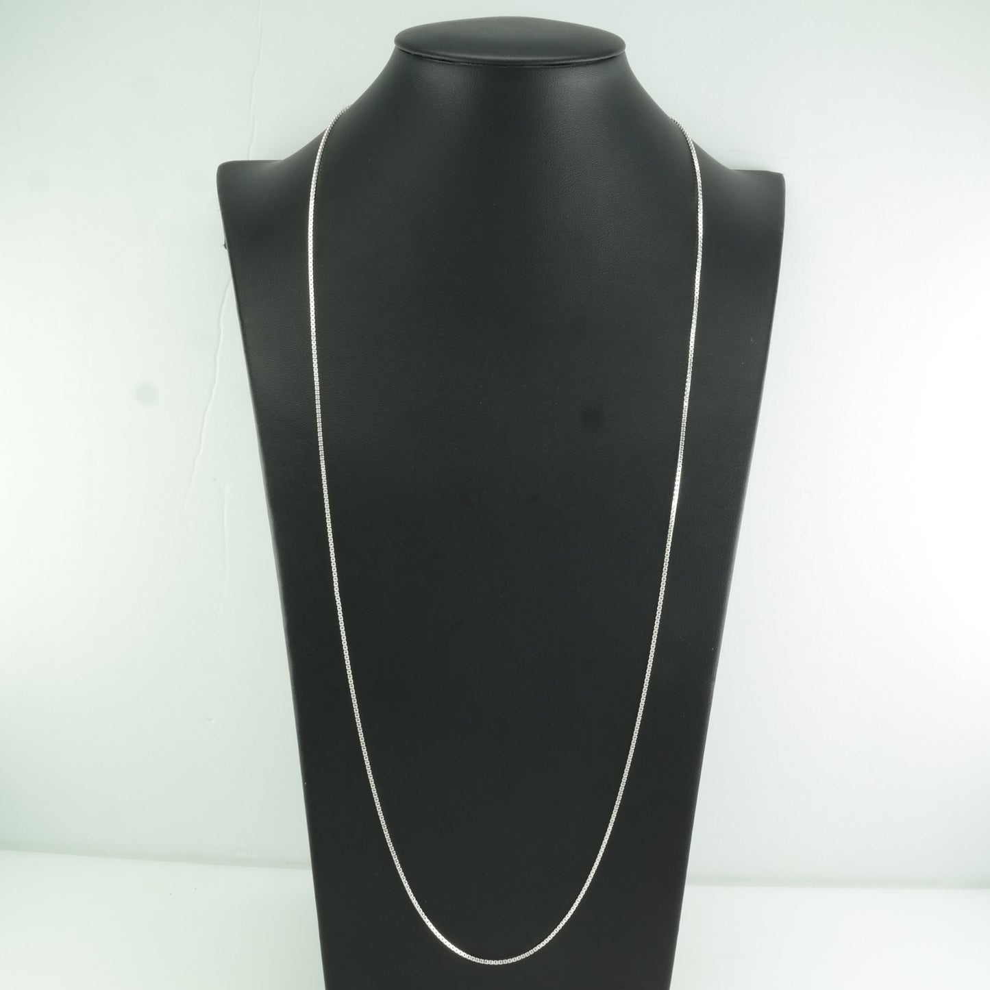 Vintage Italy Sterling Silver 1mm Link 30" Box Chain Necklace