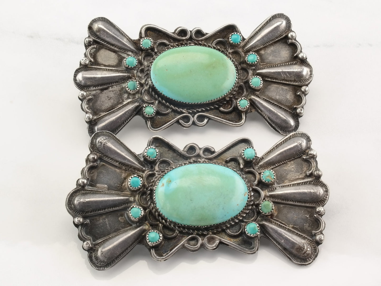 Historic Native American Vintage Sterling Silver Turquoise Hair Accessory