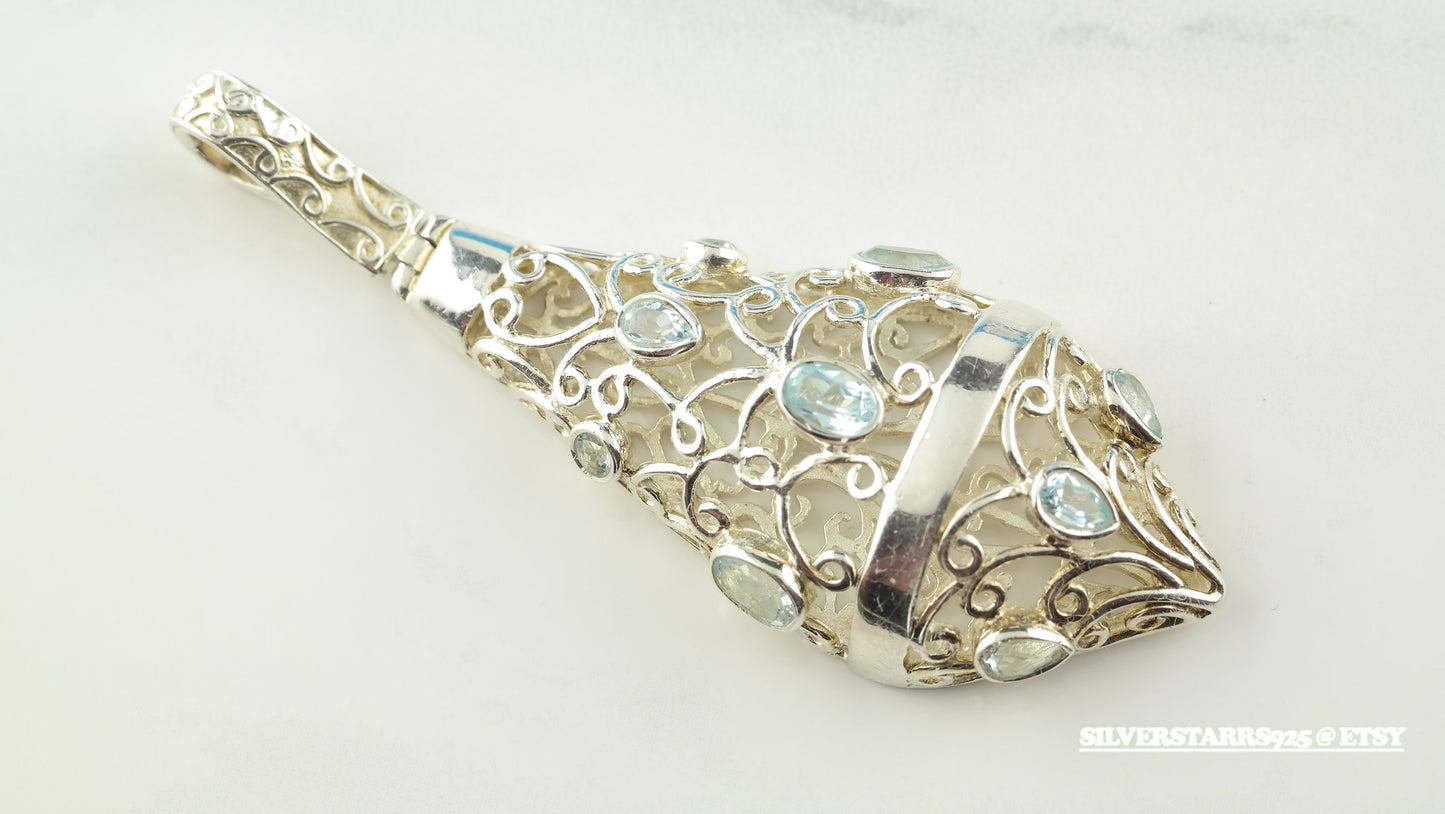 Topaz Filigree Sterling Silver Pendant