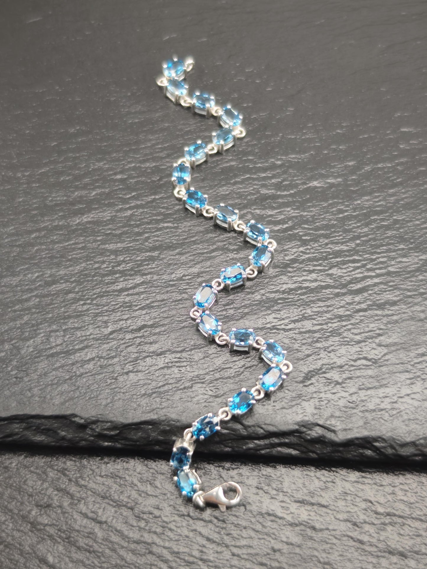 Vintage London Topaz Line Bracelet Sterling Silver