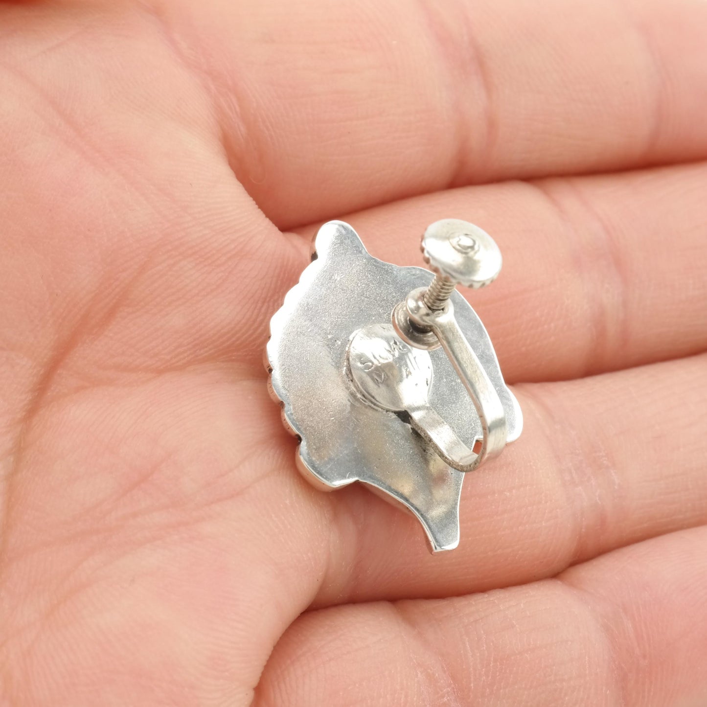 Vintage Taxco Abstract Screw Back Earrings Sterling Silver