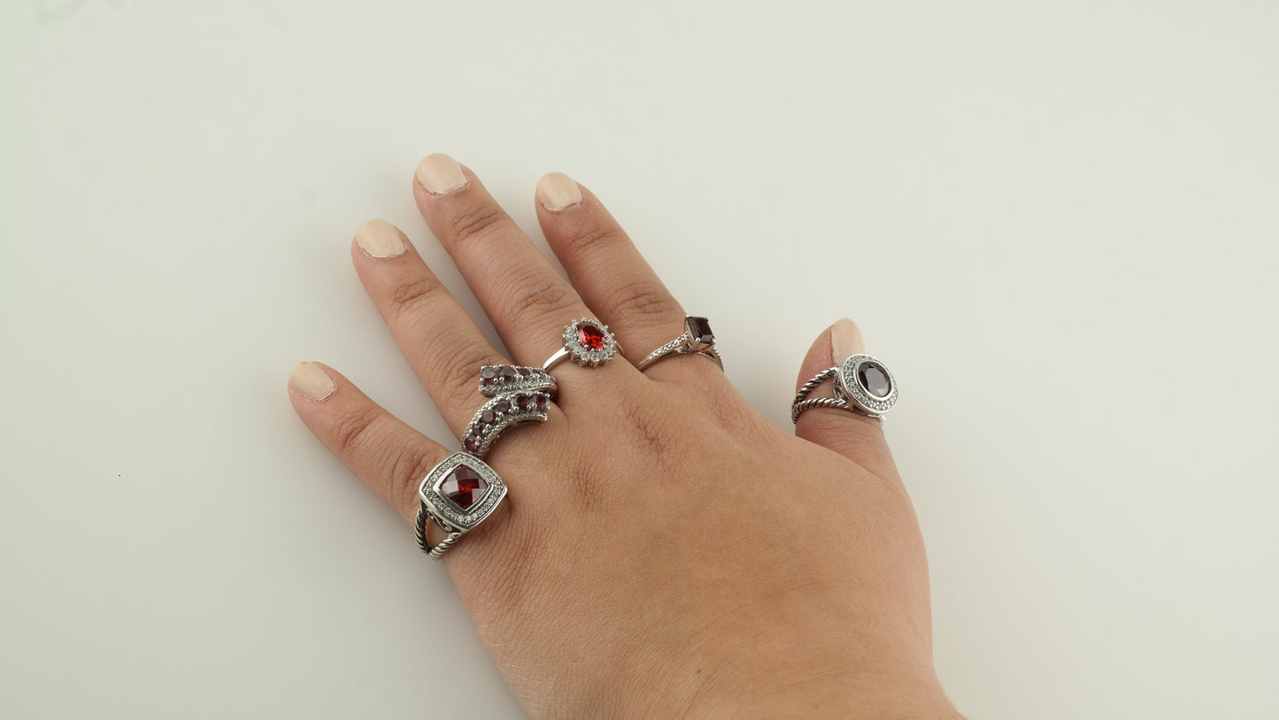 Vintage Sterling Silver Red CZ Ring Size 6