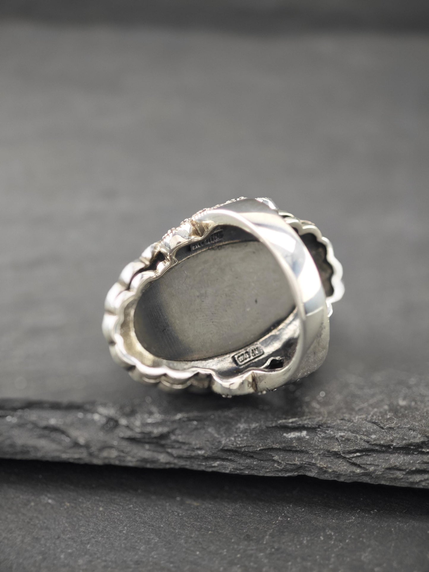 Vintage Black Onyx, Oval Ring Sterling Silver