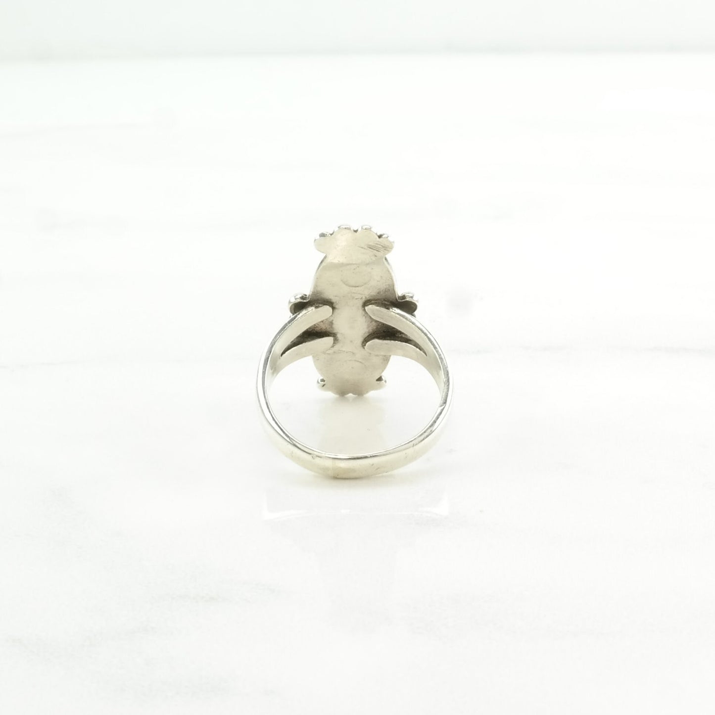 Vintage Fred Harvey Era Silver Ring Turquoise Navette Sterling Blue Size 5