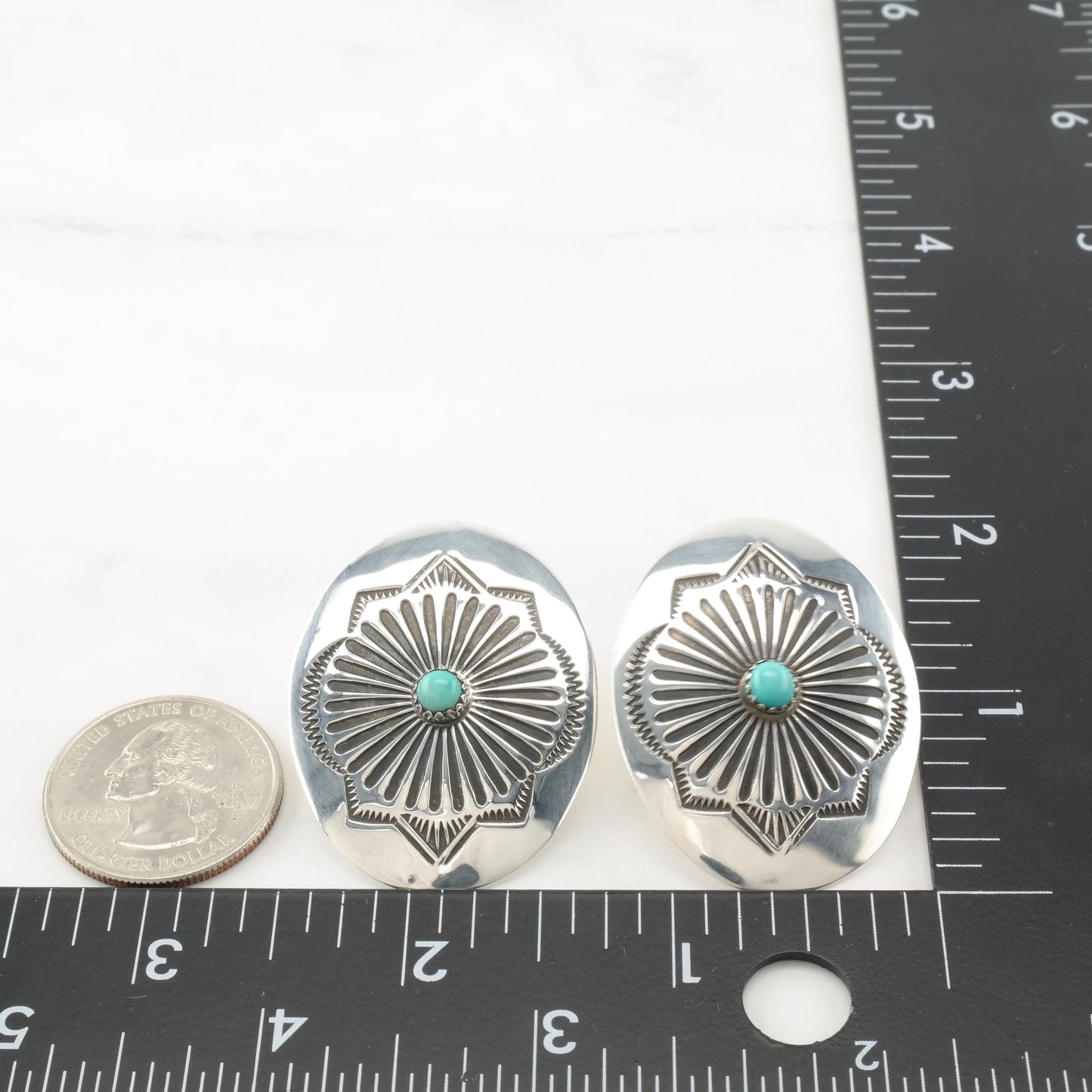 Vintage Signed, Native American Sterling Silver Pierced Earrings