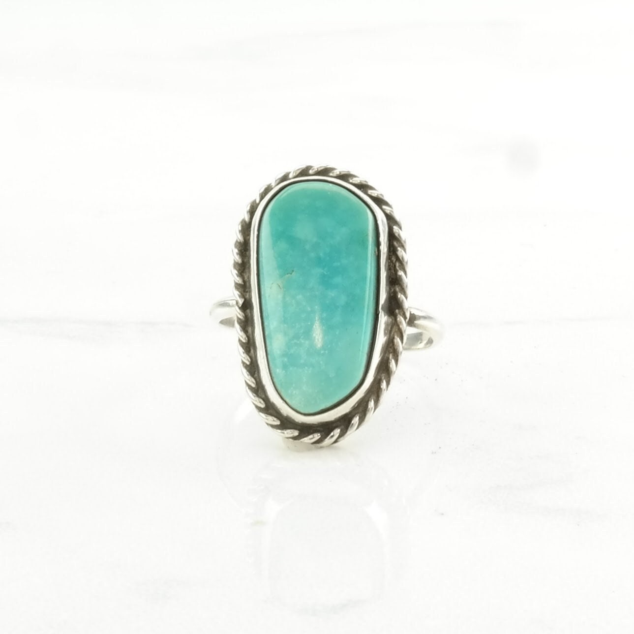 Vintage Sterling Silver Ring Turquoise Light Blue Size 6
