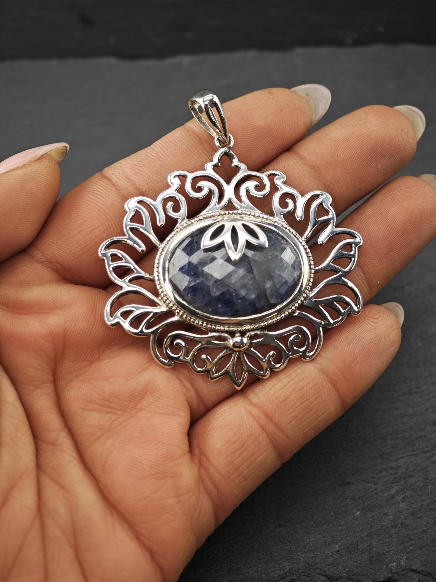 PTI Opaque Sapphire, Sterling Silver Pendant