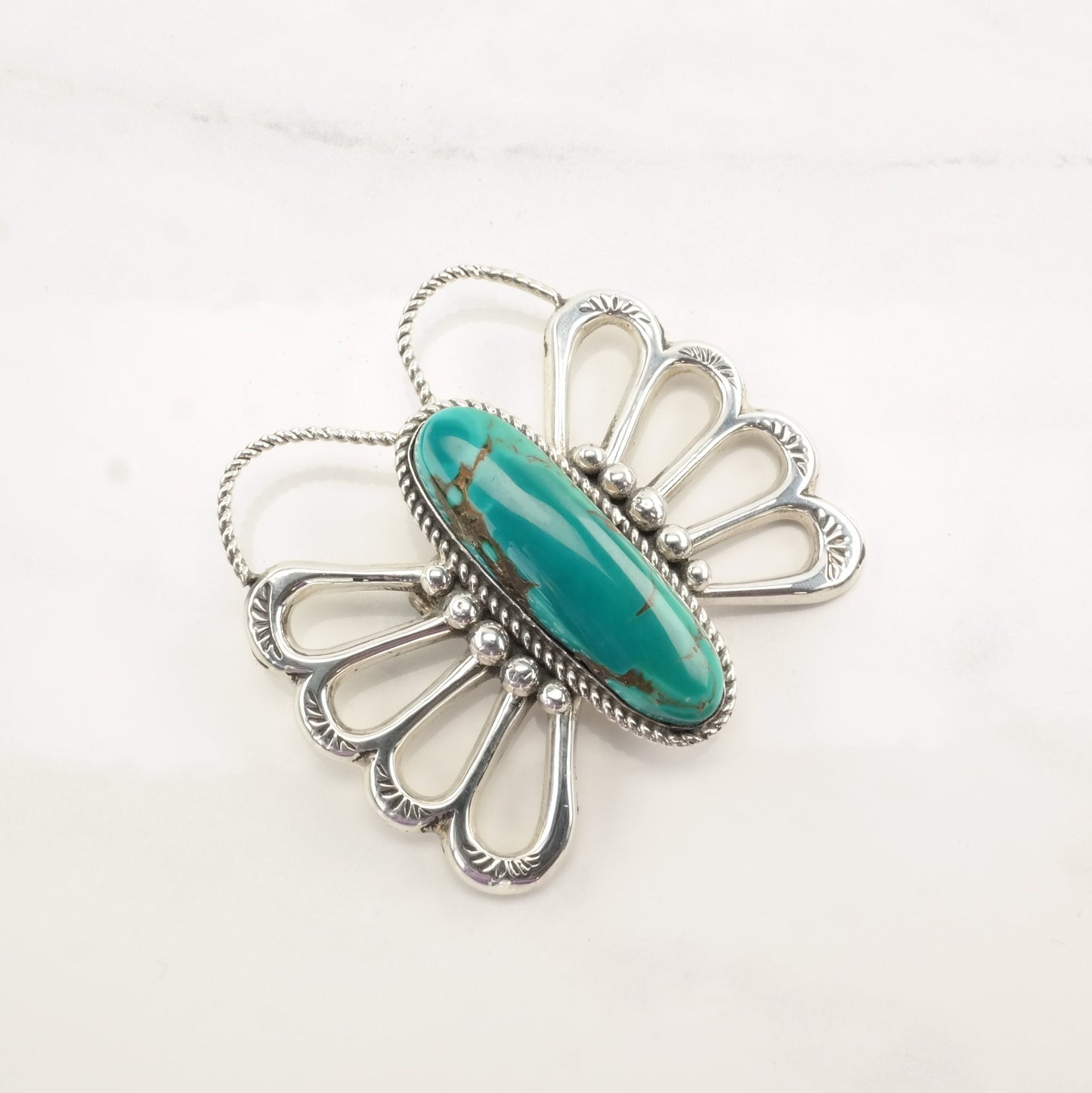 Native American Butterfly Turquoise Sterling Silver Brooch