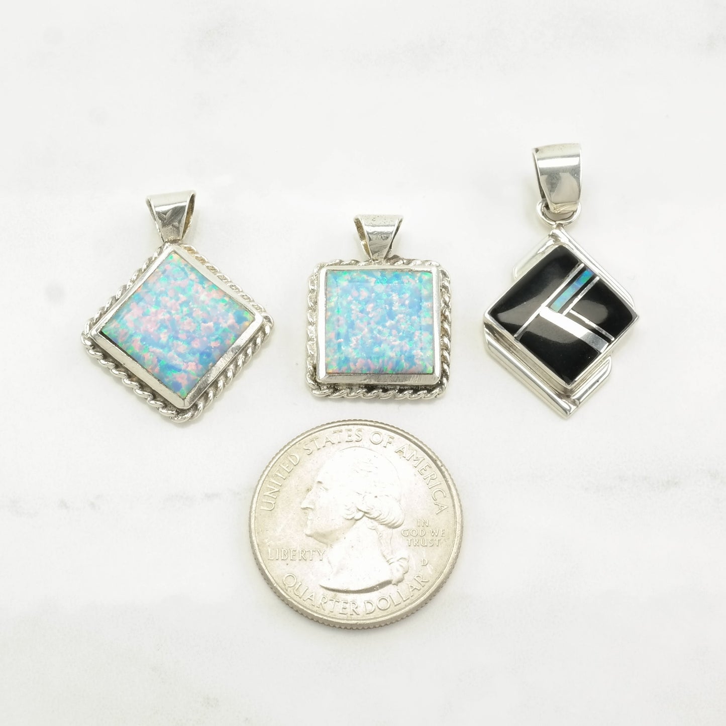 Vintage Southwest Rainbow Opal Sterling Silver Pendant P2208