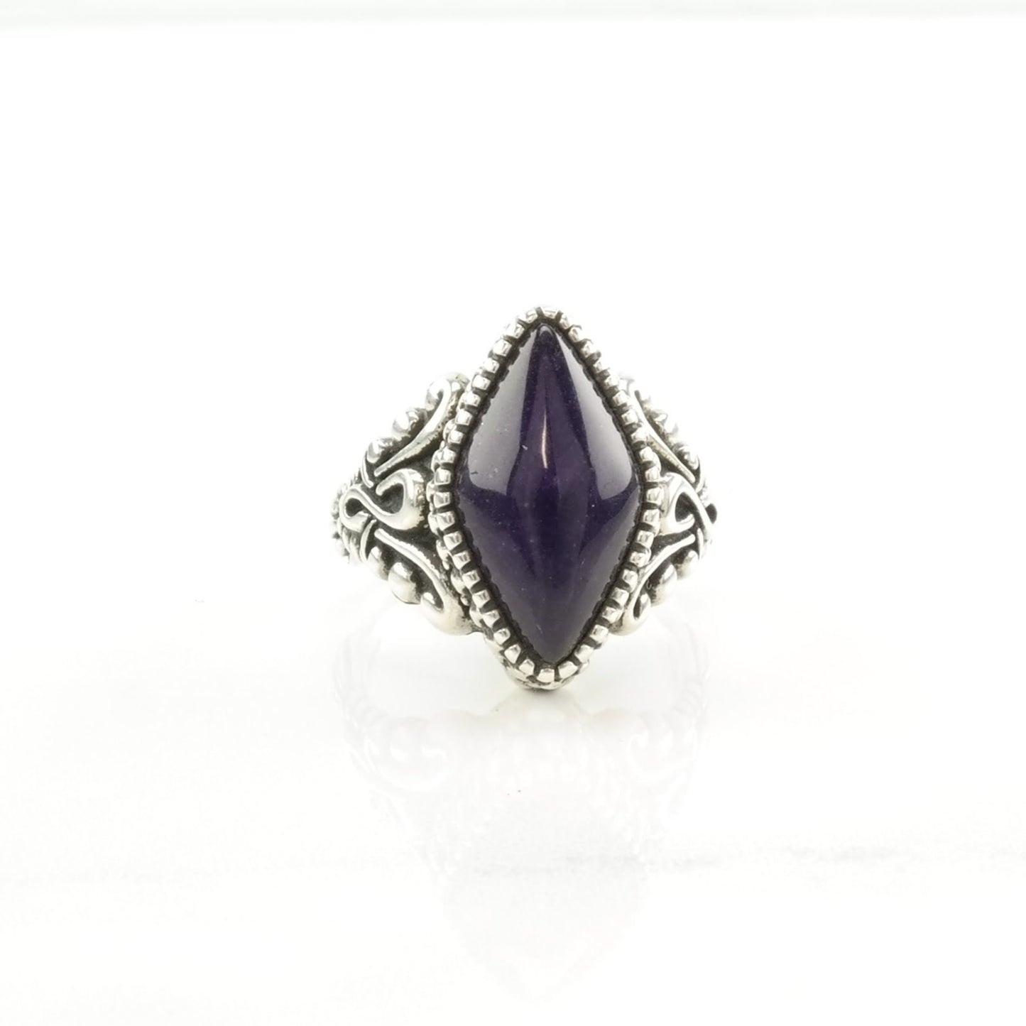 Vintage Carolyn Pollack Silver Ring Charoite Scroll Sterling Purple Size 8 1/4