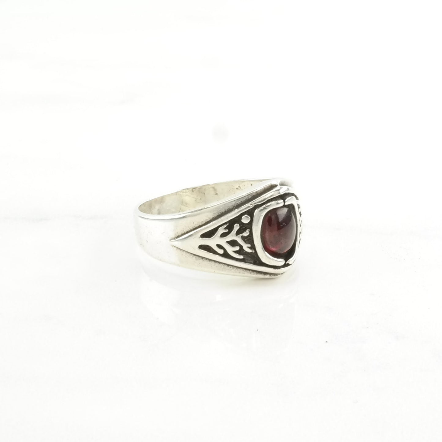 Vintage Sterling Silver Ring Garnet Overlay Red Size 11 1/4