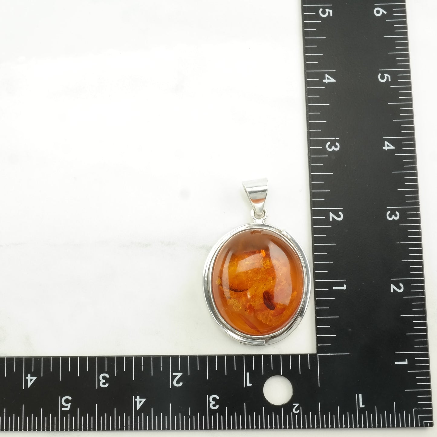 Vintage Amber Large Sterling Silver Pendant