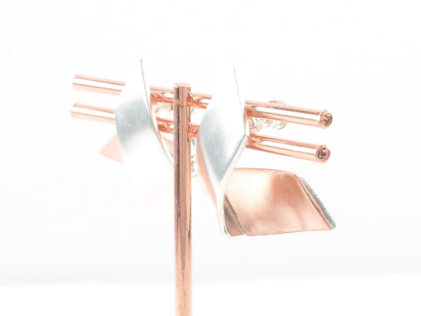 Antonio Pineda Sterling Silver Copper Earrings Screwback