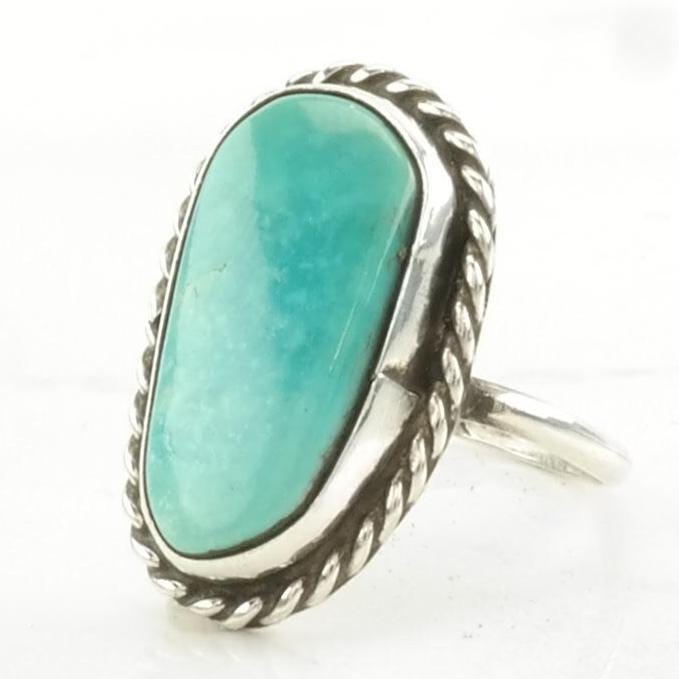 Vintage Sterling Silver Ring Turquoise Light Blue Size 6