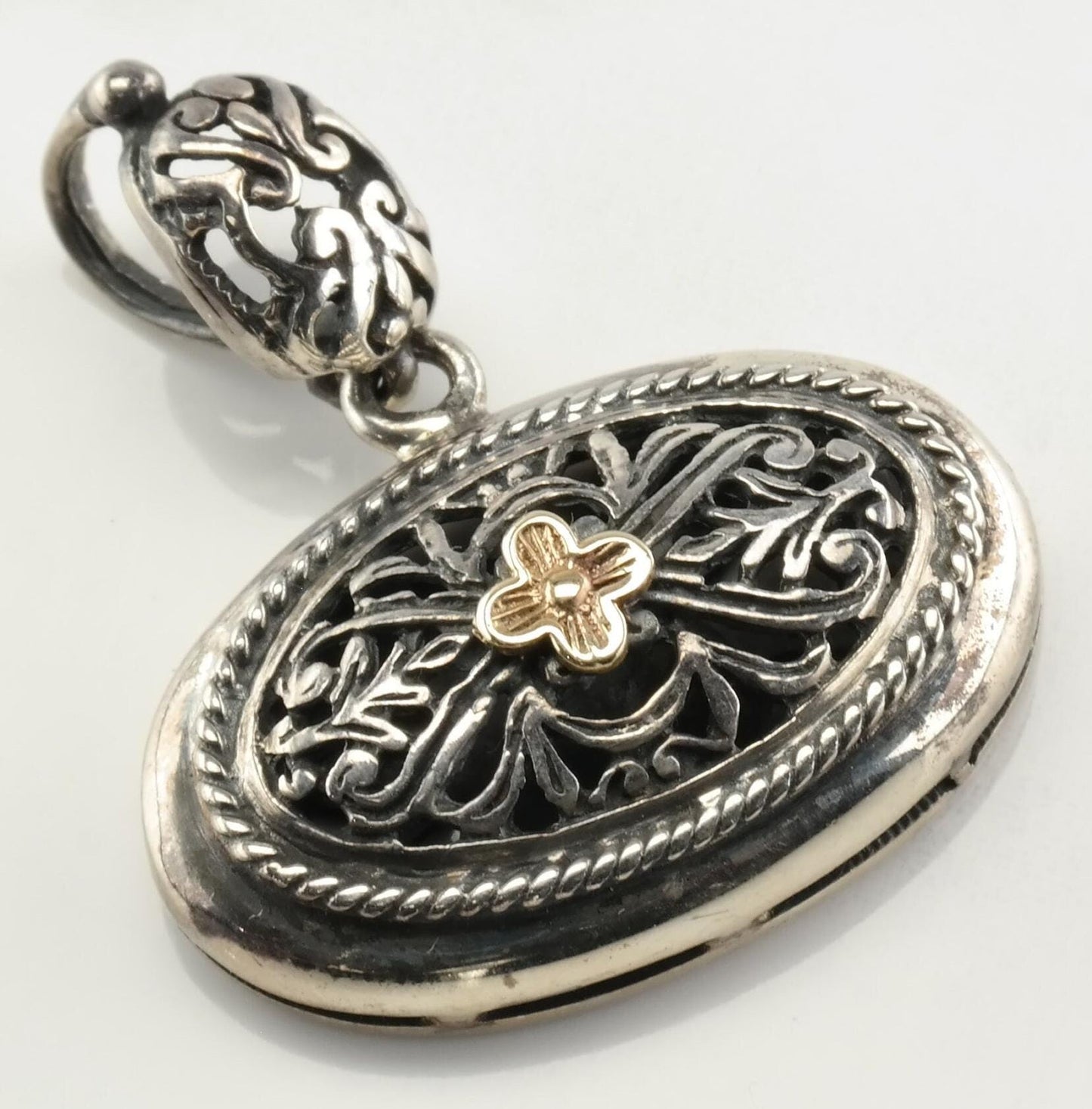Vintage Flower Sterling Silver 14k Pendant