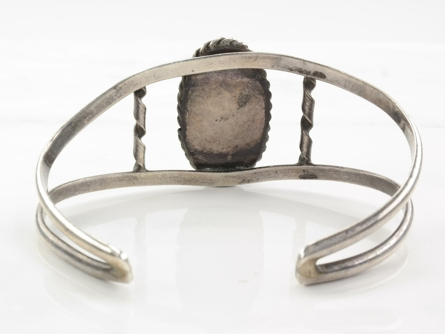 Vintage Sterling Silver Turquoise Dragon Bracelet | Dragon Inclusion | 1970s Boho Chic | 6" Wrist