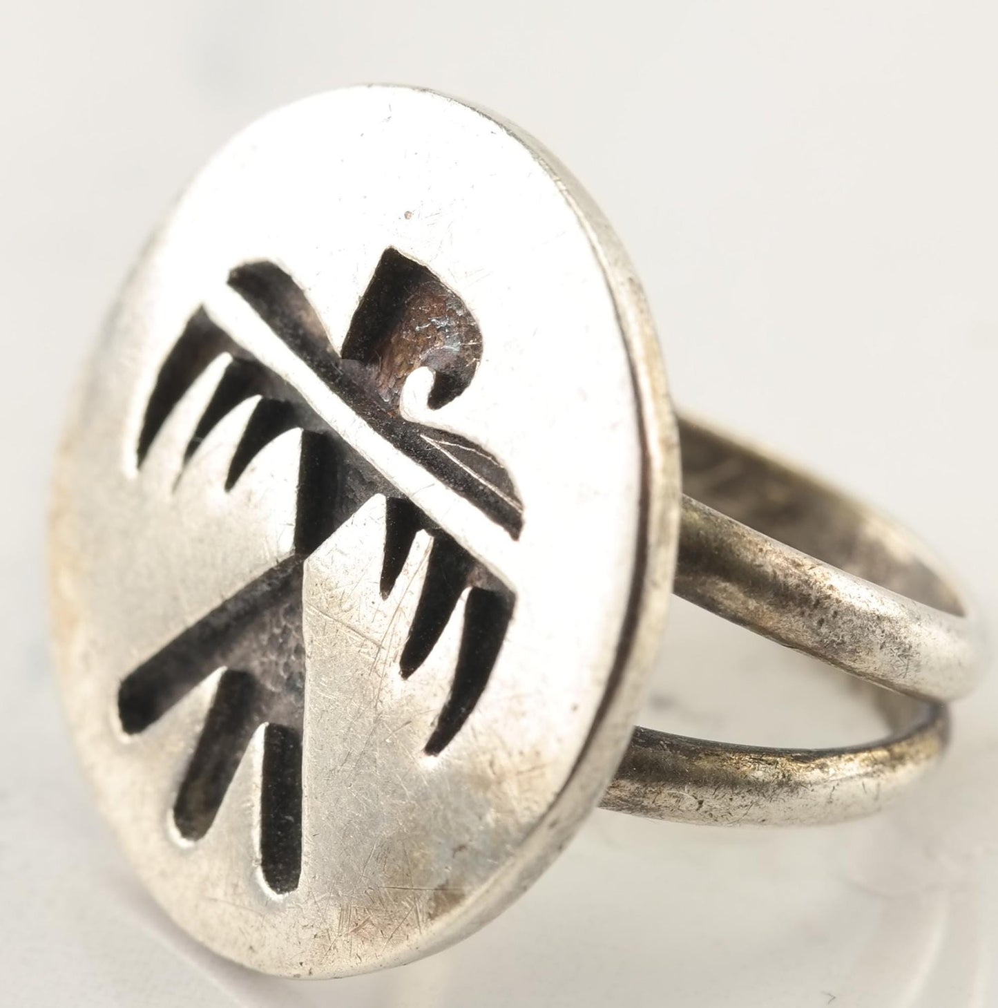 Native American Silver Ring Overlay Eagle Sterling Size 4 1/2