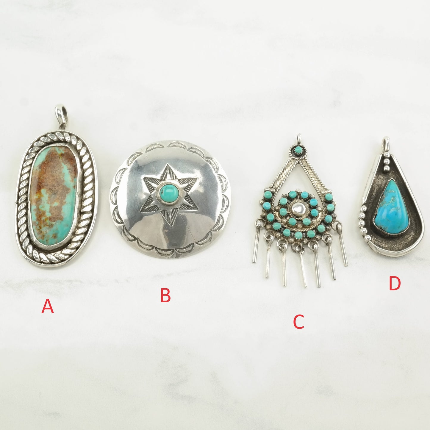 Vintage Native American Turquoise Sterling Silver Pendant
