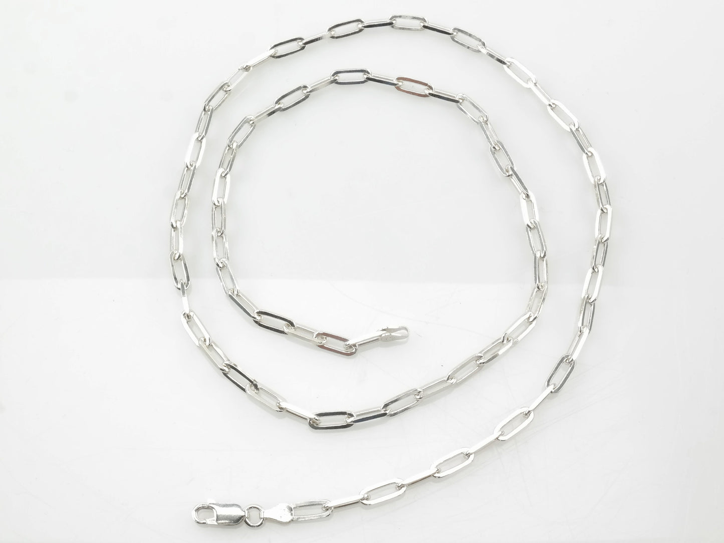 Vintage Italy Sterling Silver Paperclip 24" 4mm Necklace