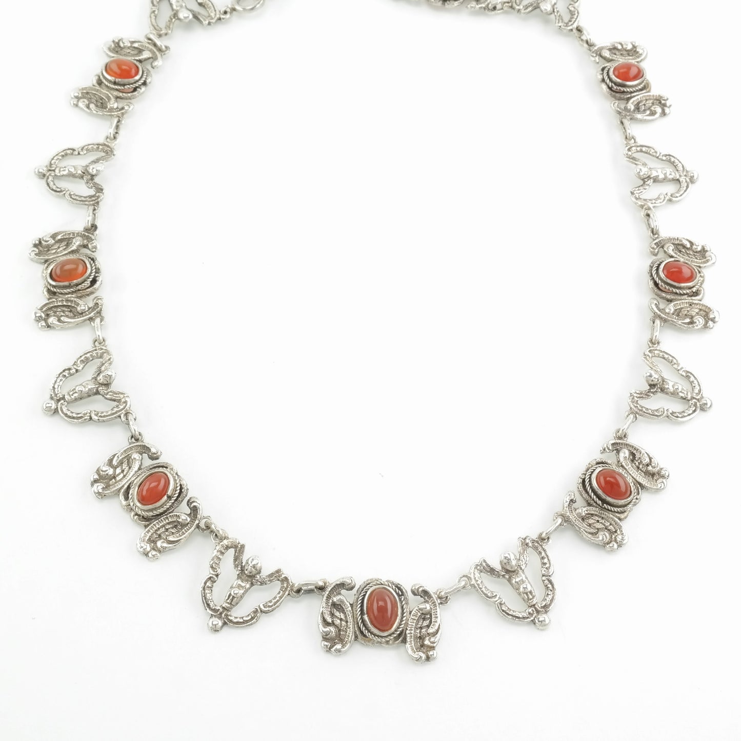 Peruzzi Angel Necklace Sterling Silver Orange/Red Carnelian