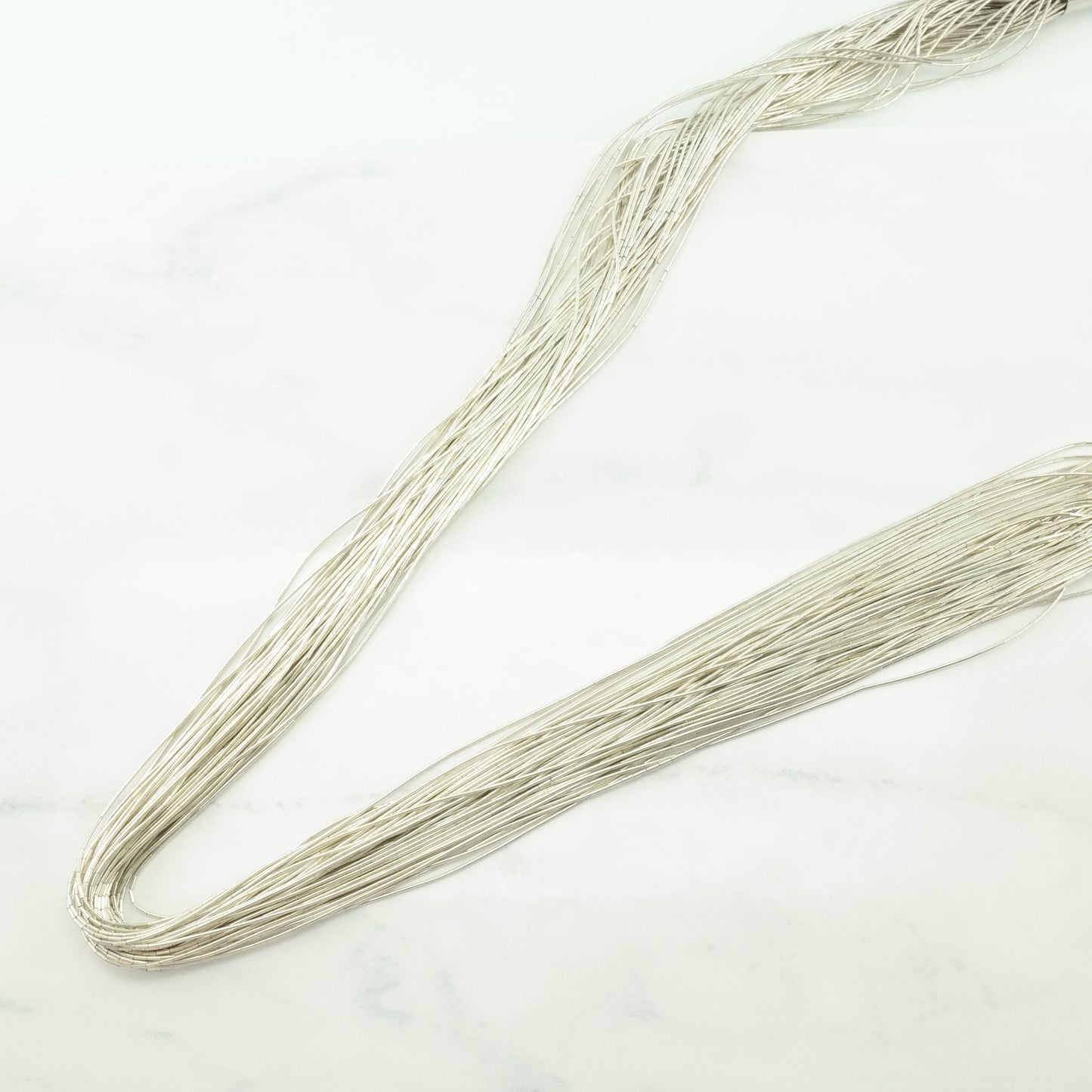 Vintage Native American Sterling Silver Liquid Silver 50 Strand Necklace