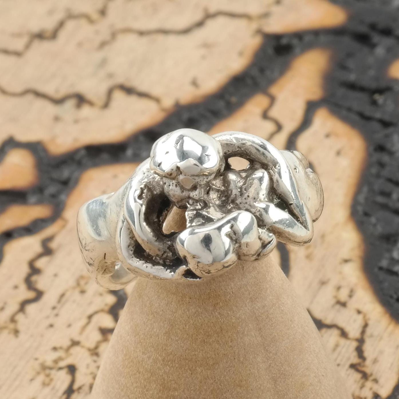 Art Nouveau, Abstract Sterling Silver Ring Sz5 R5581