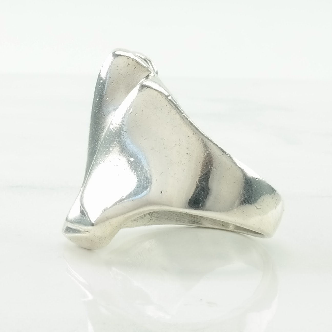 Vintage Artistic Silver Ring Blue Gem Abstract Sterling Blue Size 8