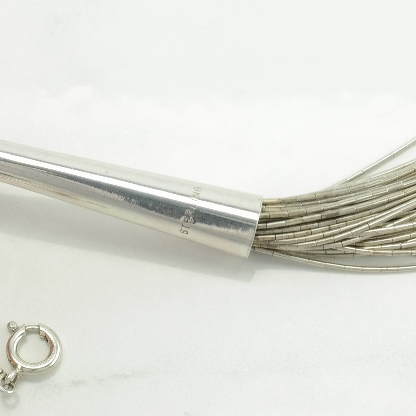 Vintage Native American Sterling Silver Liquid Silver 50 Strand Necklace