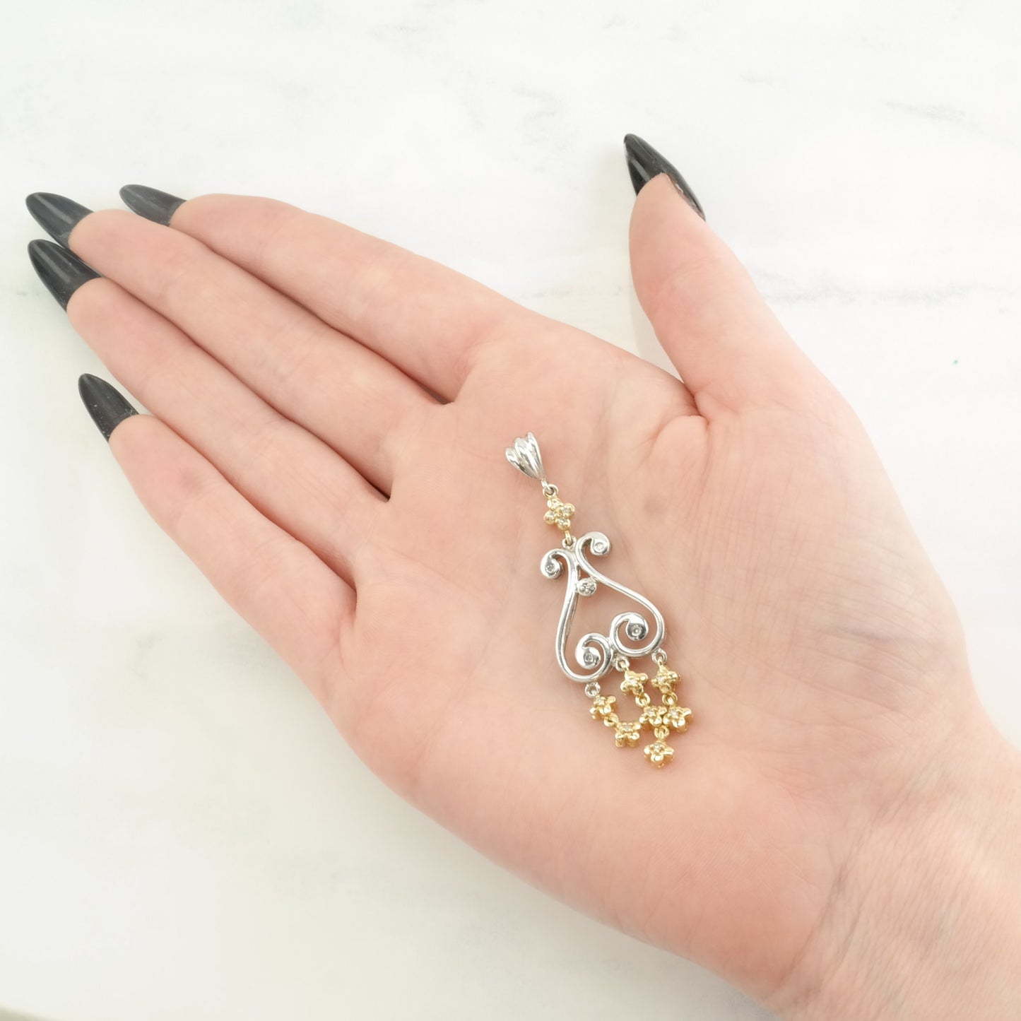 Vintage Diamonds 14k Gold Accent Sterling Silver Pendant