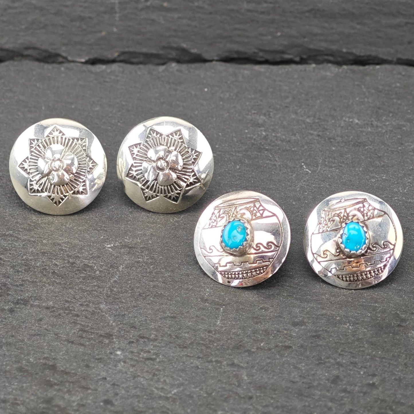 Choice of Vintage Sterling Silver Stud Earrings