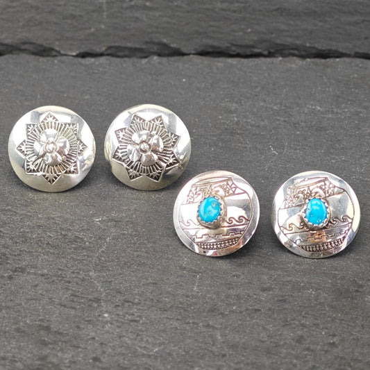 Choice of Vintage Sterling Silver Stud Earrings