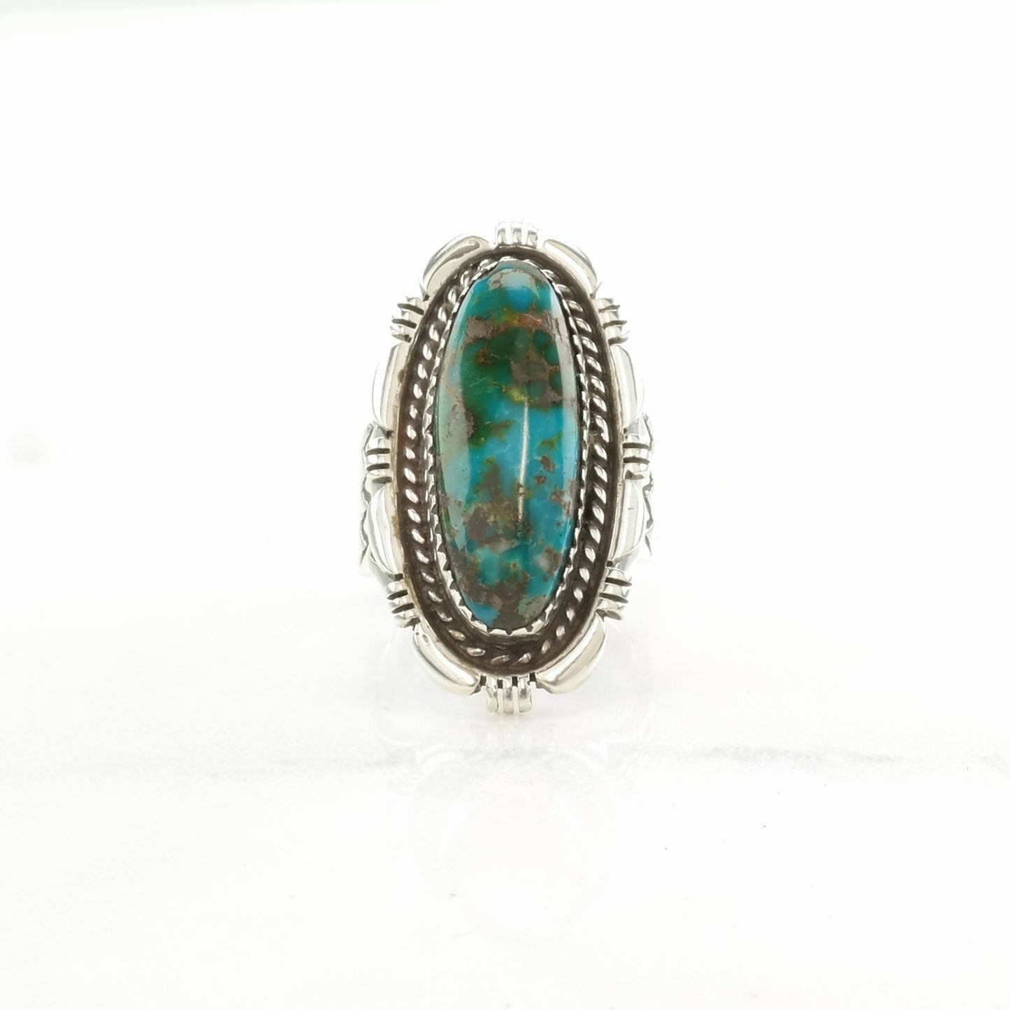 Vintage Native American Silver Ring Turquoise Stamped Sterling Blue Size 6 1/2