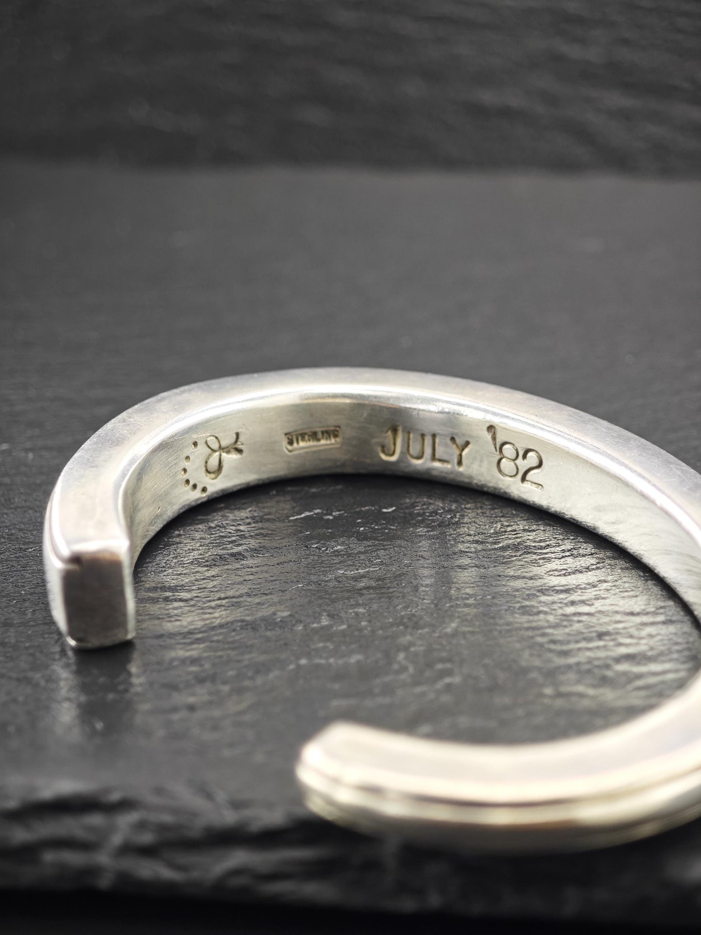 Signed Native American Inlay, Cuff Bracelet Sterling Silver