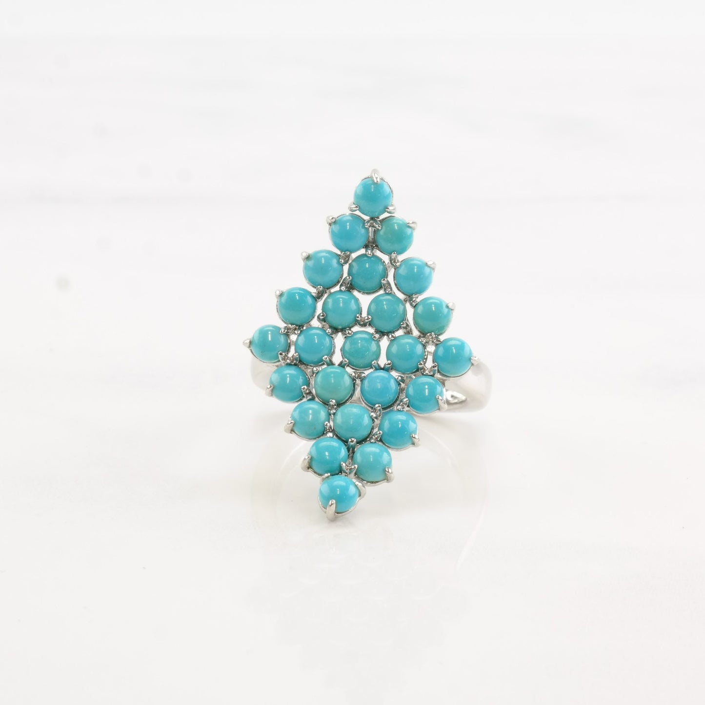 Vintage Sterling Silver Ring Turquoise Cluster Size 5 1/4