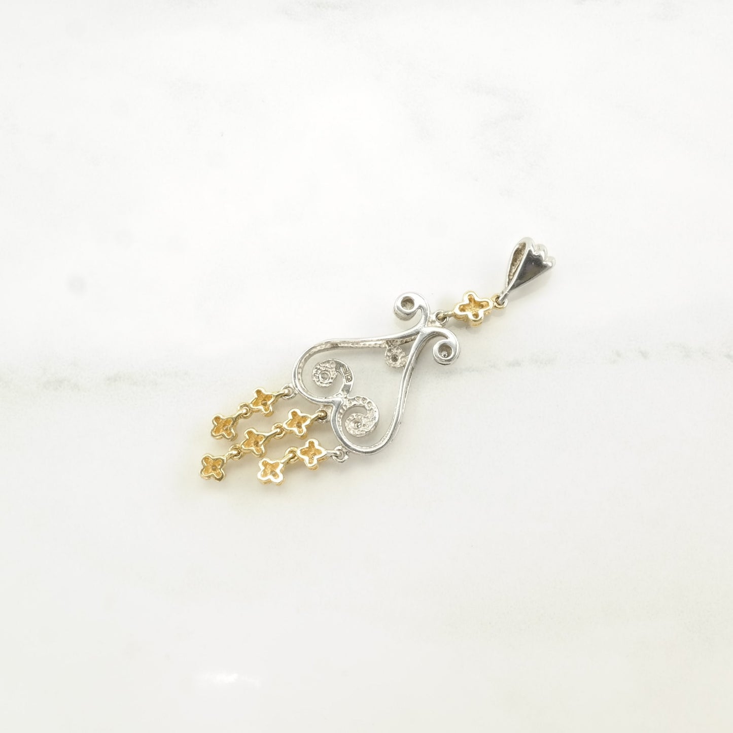 Vintage Diamonds 14k Gold Accent Sterling Silver Pendant