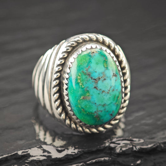 Large Turquoise Ring Sterling Silver Native American