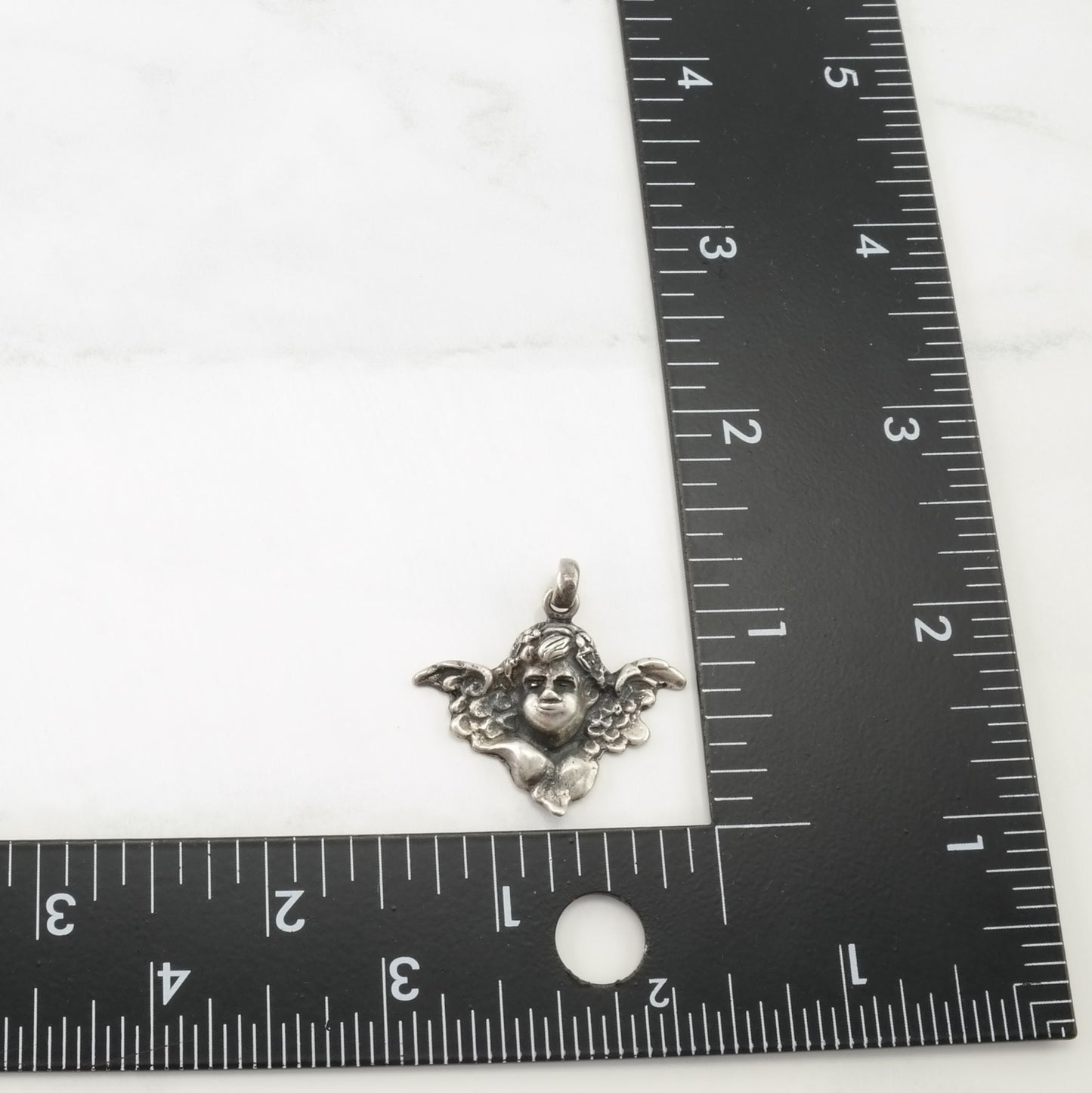 Vintage Cupid Bust Sterling Silver Pendant