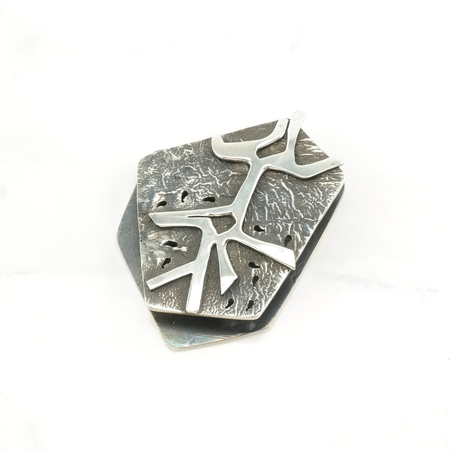 Vintage Overlay 3 Dimensional Sterling Silver Pendant