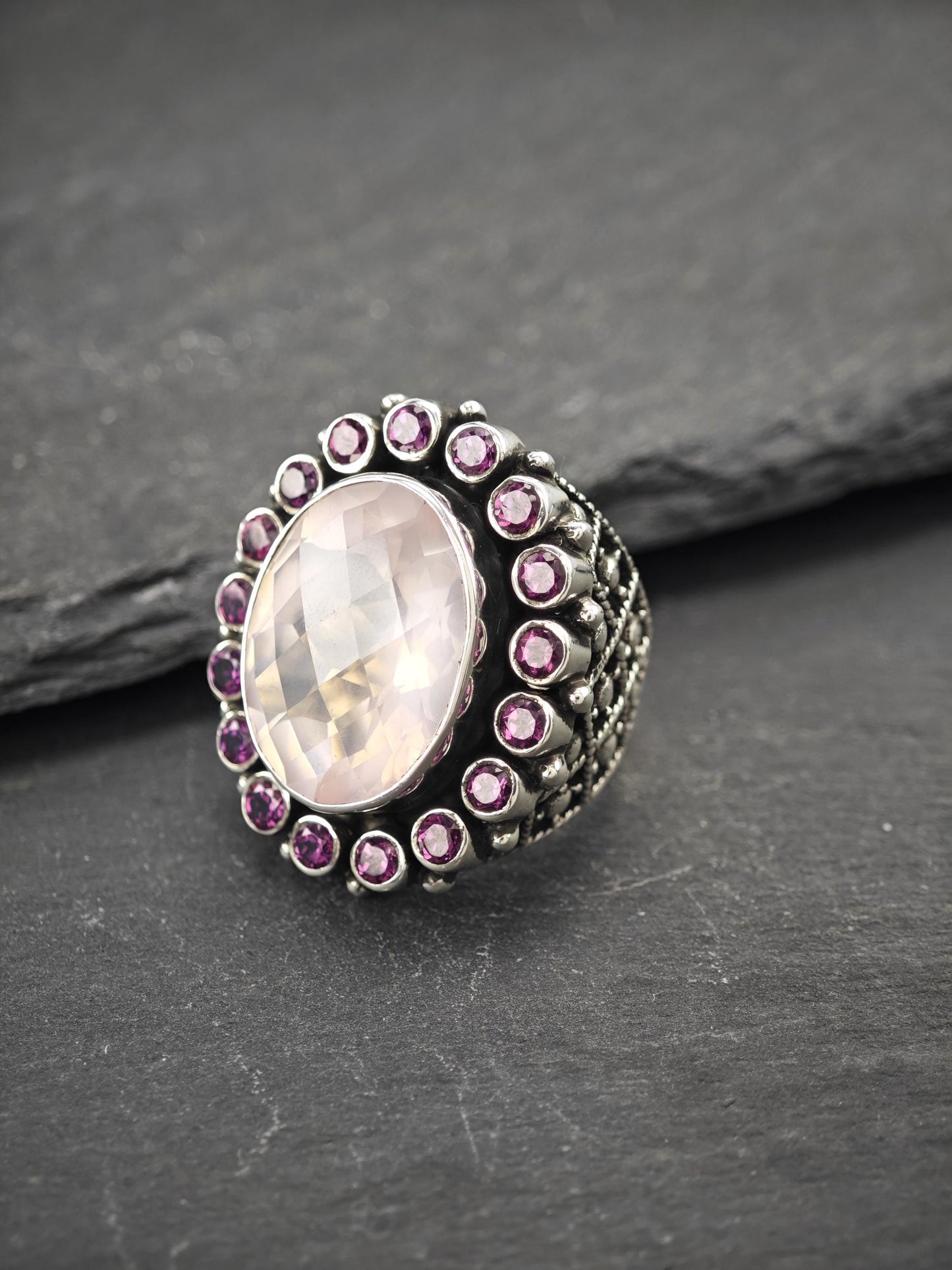 Vintage Nicky Butler Multi-stone Ring Sterling Silver Pink