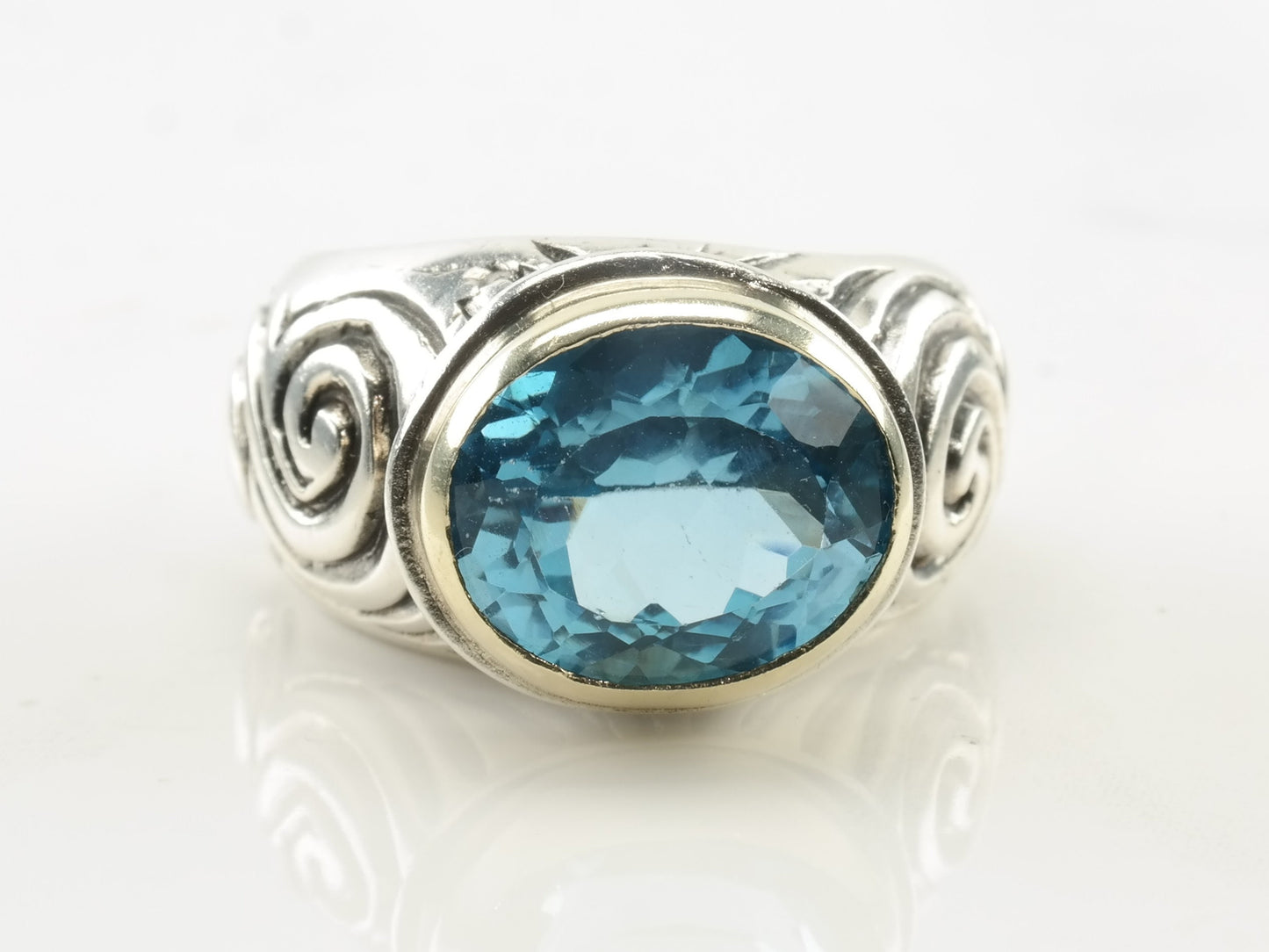 Vintage Sterling Silver Ring Topaz Gold Accent Size 6 3/4