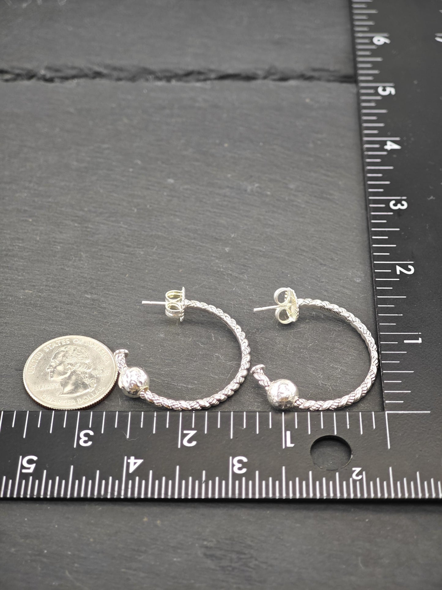 Vintage Jai Stud/Hoop Earrings Sterling Silver