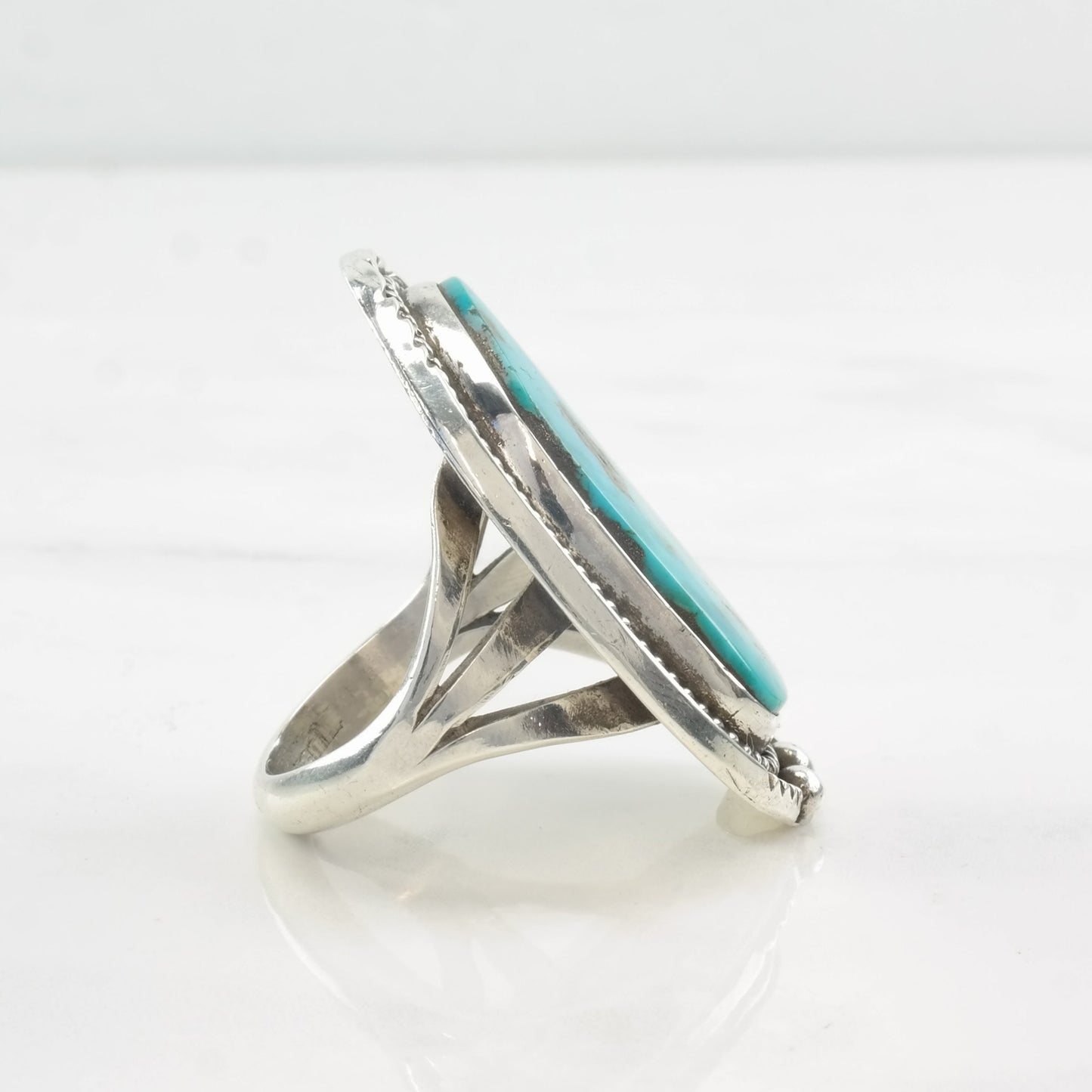 Vintage Navajo Turquoise Ring, Size 10 3/4, Sterling Silver, Natural Blue Turquoise, Southwestern Jewelry, Circa 1970s
