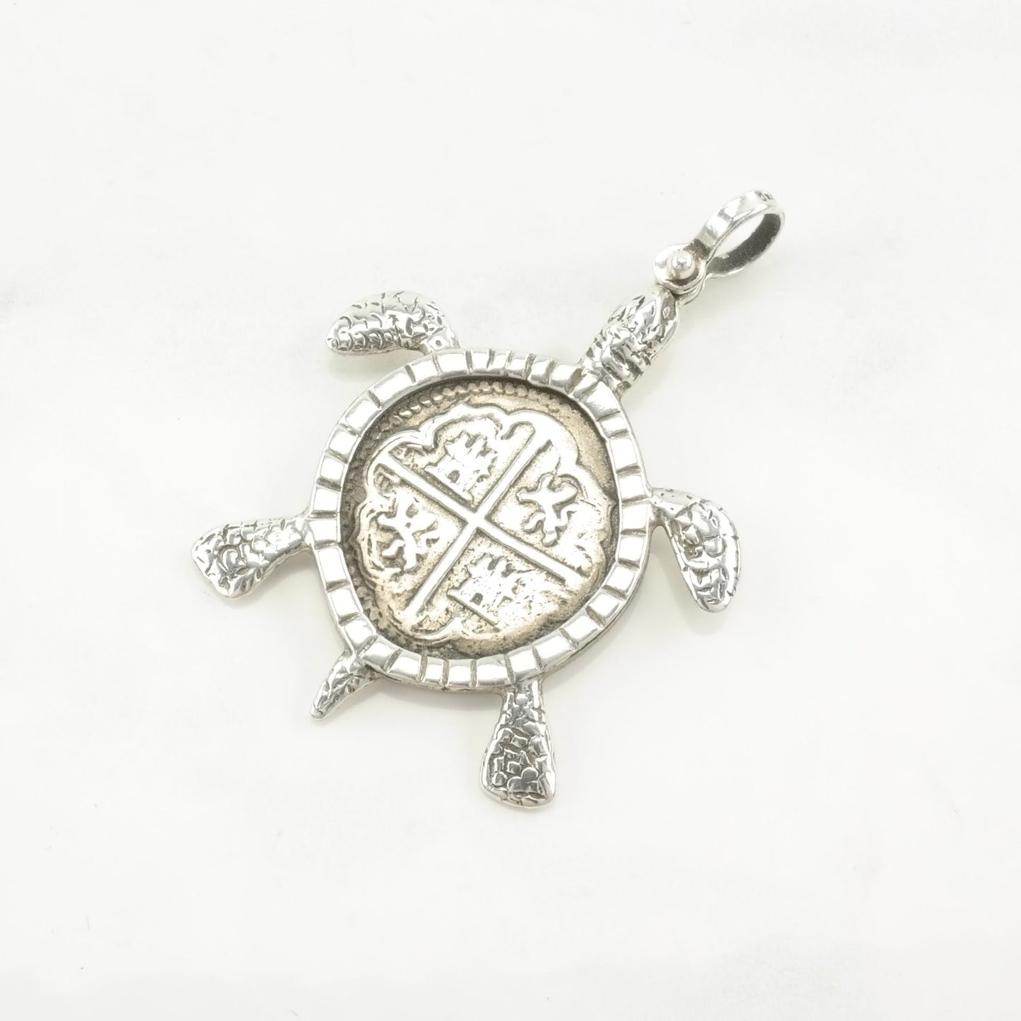 Vintage Turtle Crest, Coin Sterling Silver Pendant