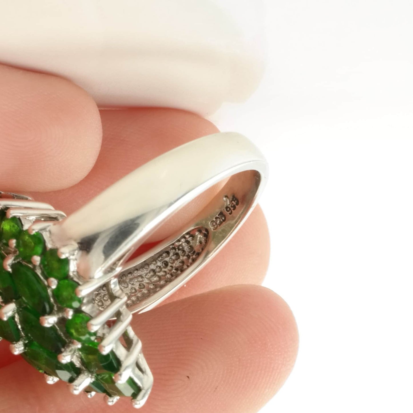 Sterling Silver Ring Chrome Diopside Cluster Green Sz 7 R4666