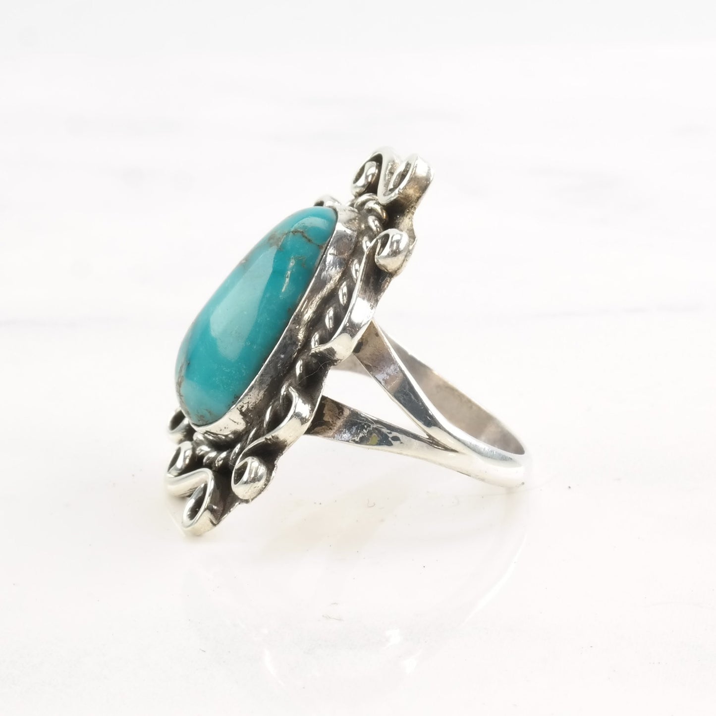 Vintage Southwest Silver Ring Turquoise Size 8 1/4