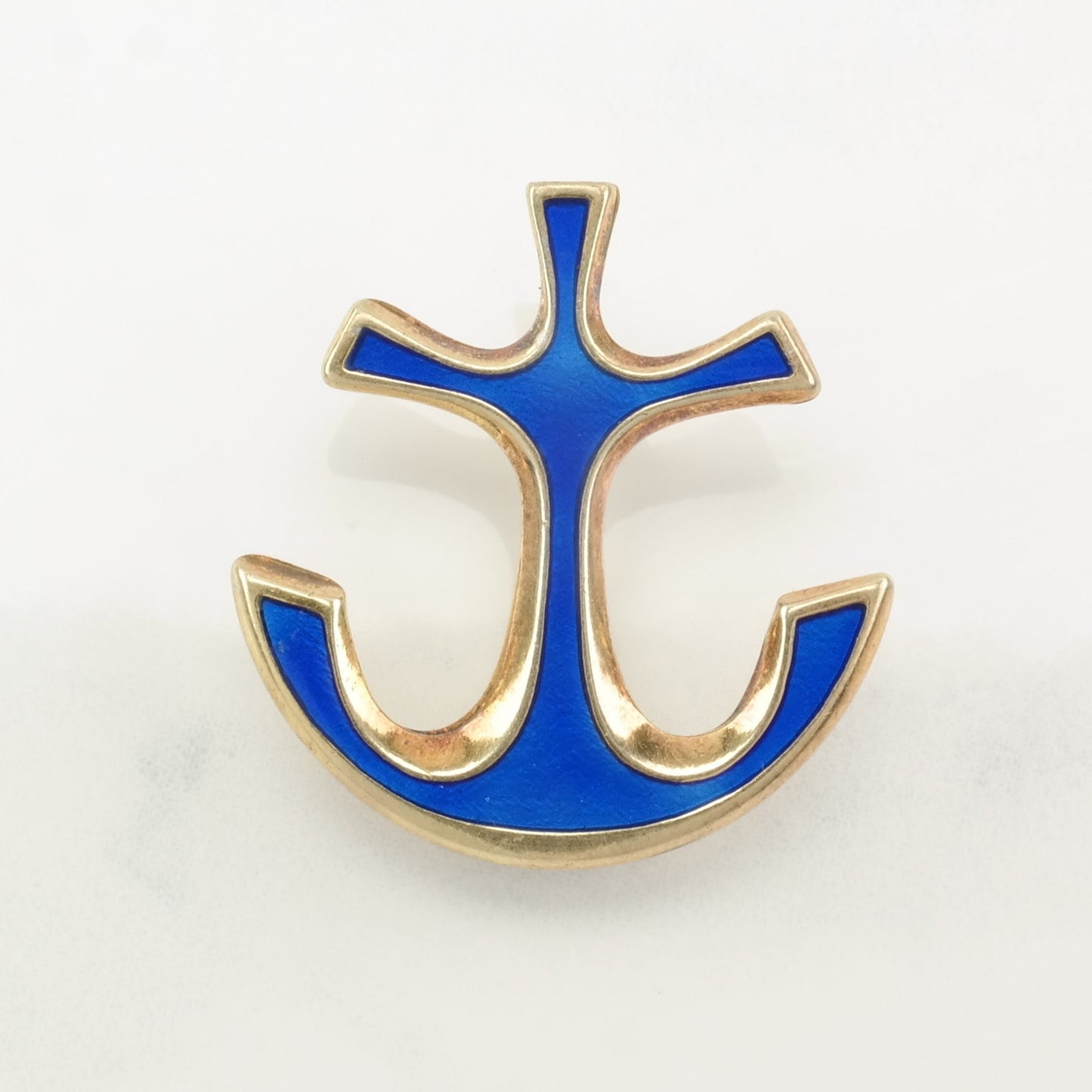 Anchor Brooch Enamel Gold Tone Sterling Silver