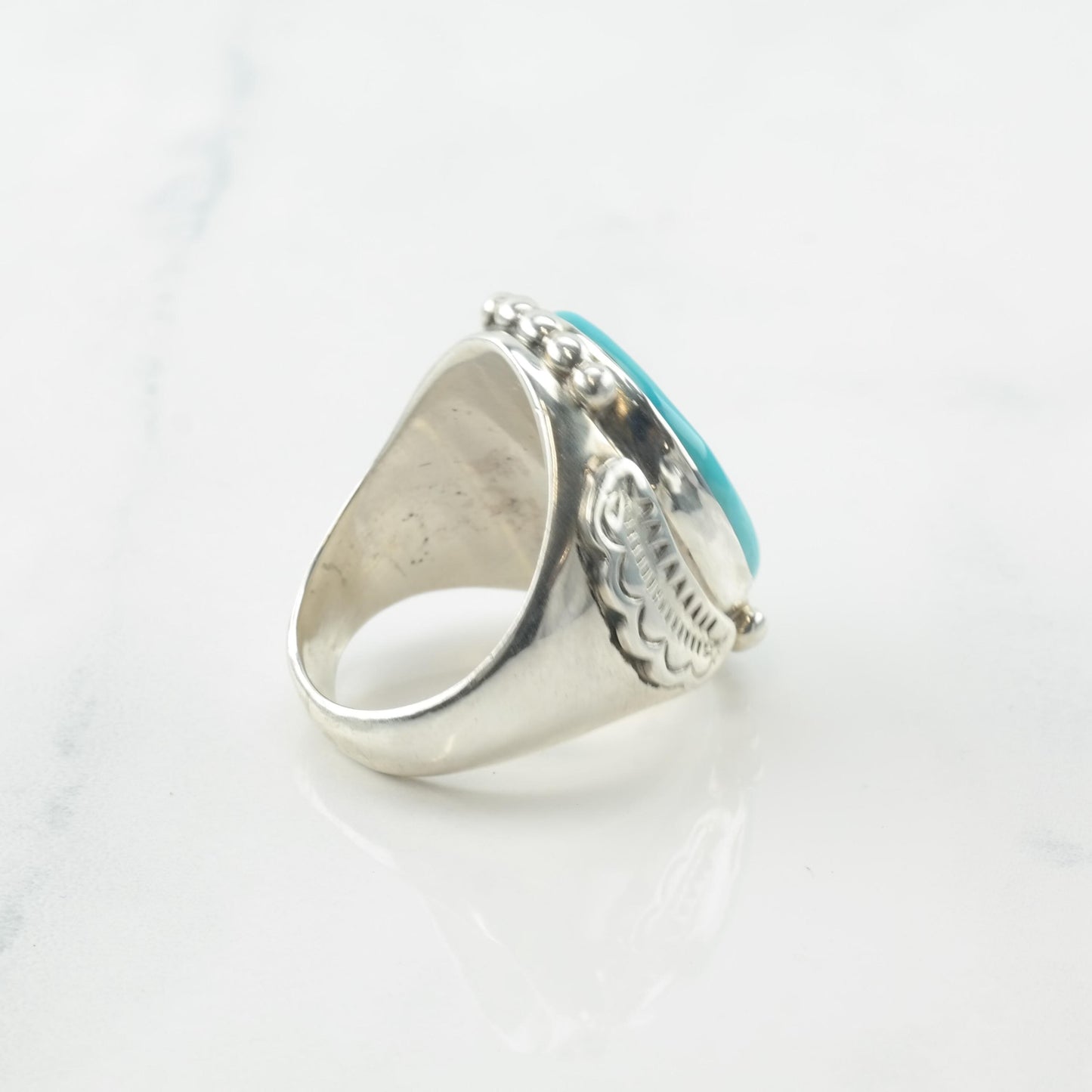 Native American Silver Ring Sleeping Beauty, Turquoise Large Sterling Blue Size 10 3/4